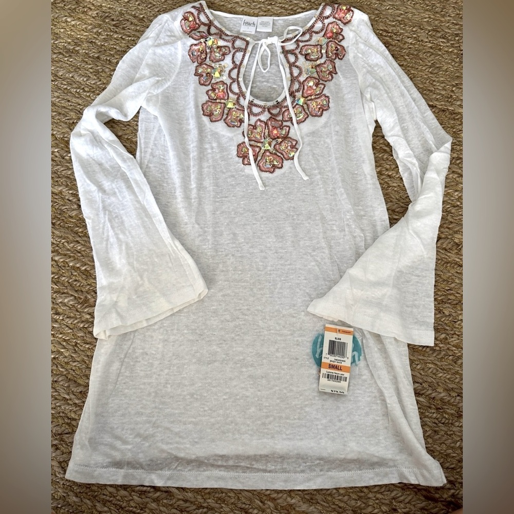 INC Beach Women’s Beaded Tie Top Size Small NWT $79.50